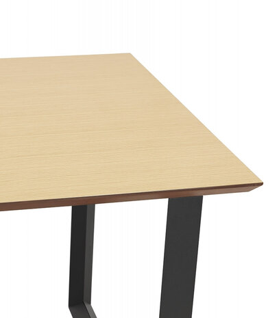 Rechte directiebureau 'GIMINI' van natuurkleurig afgewerkte hout en zwart metaal - 130x70 cm