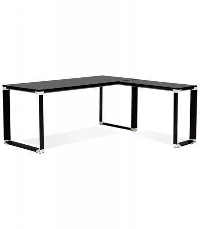 Groot hoekbureau van zwart hout 'XLINE' (hoek naar keuze) - 200 cm