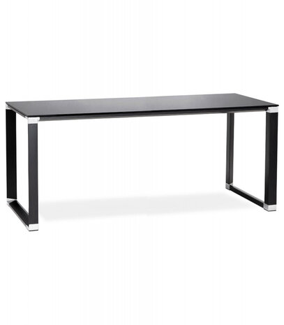 Groot recht directiebureau 'XLINE' van zwart glas - 200x100 cm