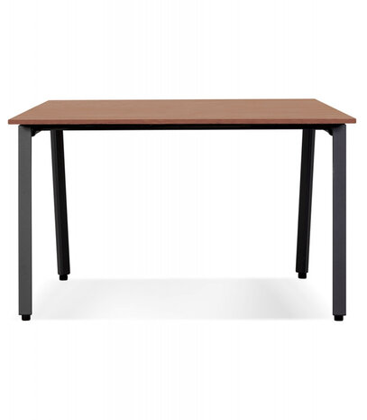 Rechte design bureau 'AMADEUS' van hout met notenhoutafwerking en zwart metaal - 160x80 cm