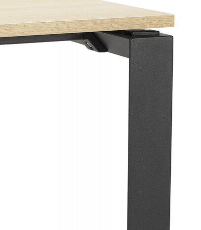 Vergadertafel / bench-bureau 'BAKUS SQUARE' in hout met natuurlijke afwerking en zwart metaal - 160x160 cm