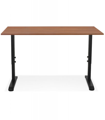 In hoogte verstelbare bureau 'OSMOSE' van notenhout en zwart metaal - 160x80 cm