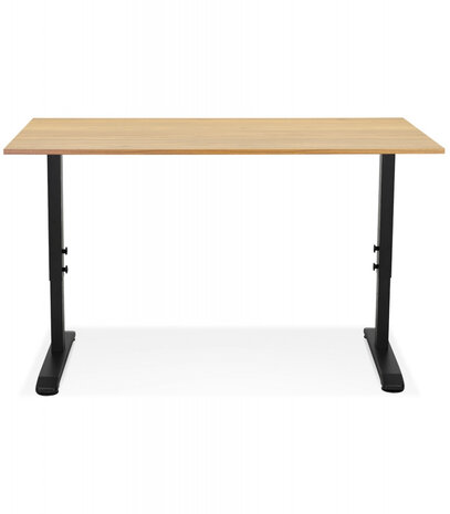 In hoogte verstelbare bureau 'OSMOSE' van natuurlijk afgewerkt hout en zwart metaal - 160x80 cm
