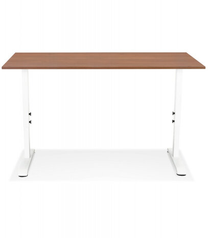 In hoogte verstelbare bureau 'OSMOSE' van notenhout en wit metaal - 160x80 cm