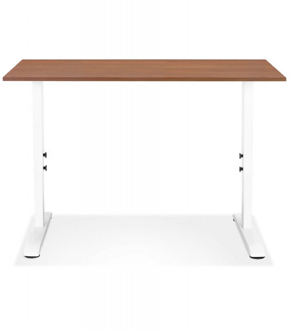 In hoogte verstelbare bureau 'OSMOSE' van notenhout en wit metaal - 140x70 cm