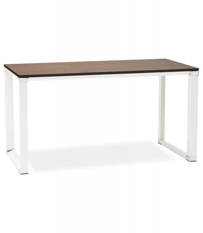 Groot recht directiebureau 'XLINE' 200 in walnootafwerking met witte structuur - 200x100 cm