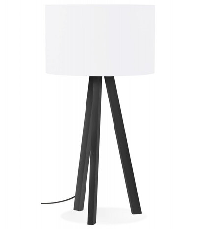 Design tafellamp 'SPRING MINI' met witte lampenkap en zwarte staander