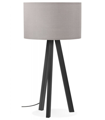 Design tafellamp 'SPRING MINI' met grijze lampenkap en zwarte staander