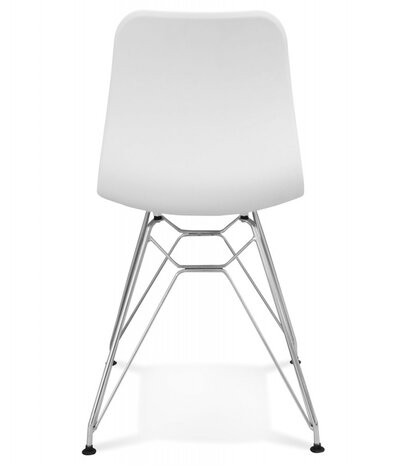 Design stoel 'GAUDY' wit met verchroomd metalen voet