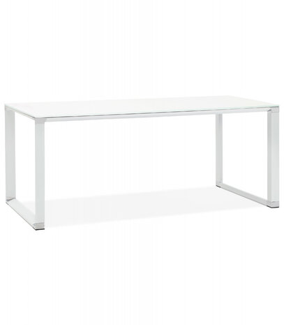 Groot recht directiebureau 'XLINE' van wit glas - 200x100 cm