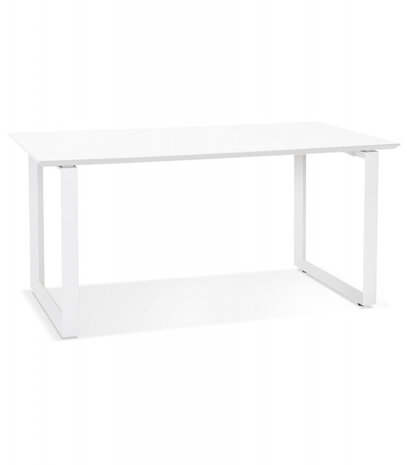 Grote rechte directiebureau 'GIMINI' van hout en wit metaal - 180x90 cm